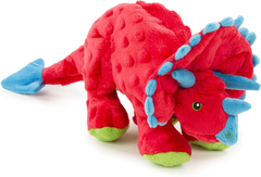 goDog Dinos Frills Squeaky Plush Dog Toy, Chew Guard Technology - Red