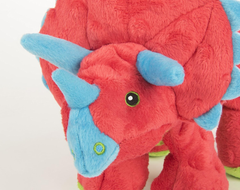 goDog Dinos Frills Squeaky Plush Dog Toy, Chew Guard Technology - Red
