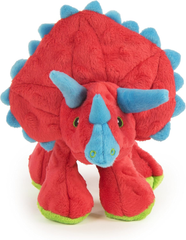 goDog Dinos Frills Squeaky Plush Dog Toy, Chew Guard Technology - Red