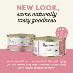 Applaws Natural Wet Cat Food in Broth, Limited Ingredient Canned Wet Cat Food, No Additives, Made with Natural Ingredients, Tuna Fillet & Shrimp in Broth