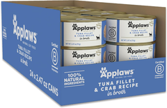 Applaws Natural Wet Cat Food in Broth, Limited Ingredient Canned Wet Cat Food, No Additives, Made with Natural Ingredients, Tuna Fillet & Crab in Broth