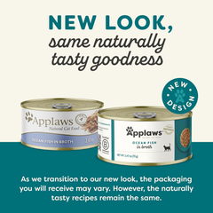 Applaws Natural Wet Cat Food, 24 Count, Limited Ingredient Canned Wet Cat Food, Ocean Fish in Broth