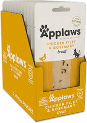 Applaws Natural Cat Treats, Grain-Free Single Ingredient Cat Treats, Whole Protein Fillet Cat Treats, Healthy Cat Snacks, No Artificials (Whole Chicken & Rosemary Loin)