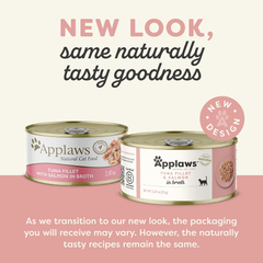 Applaws Natural Wet Cat Food in Broth, Limited Ingredient Canned Wet Cat Food, No Additives, Made with Natural Ingredients, Tuna Fillet with Salmon in Broth