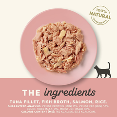 Applaws Natural Wet Cat Food in Broth, Limited Ingredient Canned Wet Cat Food, No Additives, Made with Natural Ingredients, Tuna Fillet with Salmon in Broth