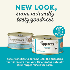 Applaws Natural Wet Cat Food, 24 Count, Limited Ingredient Canned Wet Cat Food, Tuna Fillet in Broth