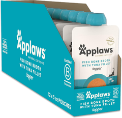 Applaws Natural Bone Broth Wet Cat Food Topper, Limited Ingredient Bone Broth for Cats, Real Protein Wet Food Topper for Cats, Tuna Fillet Bone Broth Topper