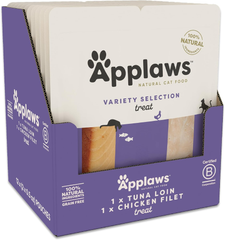 Applaws Natural Cat Treats, Grain-Free Single Ingredient Cat Treats, Whole Protein Fillet Cat Treats, Healthy Cat Snacks, No Artificials (Whole Chicken & Tuna Multipack Loin)