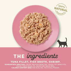 Applaws Natural Wet Cat Food in Broth, Limited Ingredient Wet Cat Food Pouches, No Additives, Made with Natural Ingredients, Tuna with Shrimp in Broth