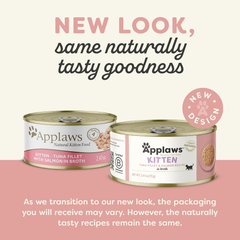Applaws Natural Wet Kitten Food in Broth, Limited Ingredient Canned Wet Kitten Food, No Additives, Made with Natural Ingredients, Tuna Fillet & Salmon in Broth