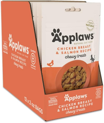 Applaws Natural Grain-Free Chewy Cat Treats, High-Protein & Limited Ingredient, Healthy Chewy Chicken & Salmon Treats for Cats