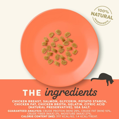 Applaws Natural Grain-Free Chewy Cat Treats, High-Protein & Limited Ingredient, Healthy Chewy Chicken & Salmon Treats for Cats