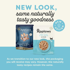 Applaws Natural Wet Cat Food in Broth, Limited Ingredient Wet Cat Food Pouches, No Additives, Made with Natural Ingredients, Tuna Seabream in Broth