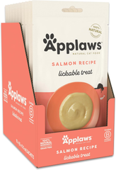 Applaws Lickable Cat Treats, Natural Purée Treats for Cats, Grain-Free & Made with Limited Ingredients, Salmon Squeeze Up Cat Treats
