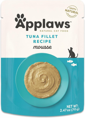 Applaws Natural Wet Cat Food in Mousse, Limited Ingredient Wet Cat Food Pouches, No Additives, Made with Natural Ingredients, Tuna Fillet in Mousse