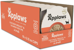 Applaws Natural Wet Cat Food in Broth, Limited Ingredient Cat Food Cups, Grain-Free, Cat Food Pots, No Artificials, 100% Natural Cat Food, Chicken Breast & Salmon in Broth