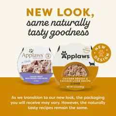 Applaws Natural Wet Cat Food in Broth, Limited Ingredient Cat Food Cups, Grain-Free, Cat Food Pots, No Artificials, 100% Natural Cat Food, Chicken Breast & Chicken Liver in Broth