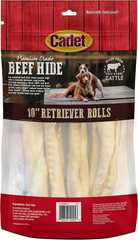 Cadet Premium Grade Beef Hide, Long-Lasting Rawhide Rolls, Single-Ingredient Dog Chews for Large Breeds