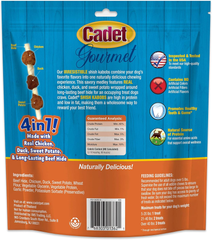 Cadet Gourmet Triple-Flavored Beef Hide Shish Kabob Dog Treats - Healthy & Natural Chicken, Duck, & Sweet Potato Dog Treats, 5 in.