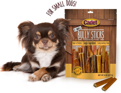 Cadet Bully Sticks for Extra-Small Dogs, All-Natural Beef Pizzle, Rawhide-Free Long-Lasting Dog Chews for Aggressive Chewers