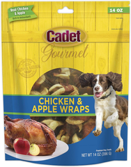 Cadet Gourmet Chicken & Apple Wrapped Dog Treats Wraps - Healthy & Natural Chicken & Apple Dog Training Treats for Small & Large Dogs - Inspected & Tested in USA