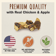Cadet Gourmet Chicken & Apple Wrapped Dog Treats Wraps - Healthy & Natural Chicken & Apple Dog Training Treats for Small & Large Dogs - Inspected & Tested in USA