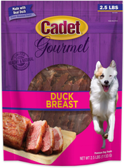 Cadet Gourmet Duck Breast Jerky Dog Treats, Healthy, Long-Lasting High-Protein Training Treats for Small & Large Dogs