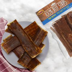 Cadet 100% Beef Strips Dog Chew Sticks, Long-Lasting Single-Ingredient Natural Treats, High-Protein, Perfect for Small & Large Breeds