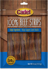 Cadet 100% Beef Strips Dog Chew Sticks, Long-Lasting Single-Ingredient Natural Treats, High-Protein, Perfect for Small & Large Breeds