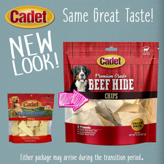 Cadet Premium Grade Beef Hide for Dogs, Rawhide Long Lasting Dog Chews, Chips, Curls & Rolls for Small/Medium/Large Dogs