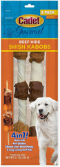 Cadet Gourmet Shish Kabob Dog Chews for Large Dogs, Rawhide Treats with Chicken and Sweet Potato, Healthy & Natural Beef Hide, 10-Inch Sticks