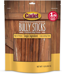 Cadet Bully Sticks for Small Dogs – All-Natural Beef Pizzle, High Protein, Low Fat, Long-Lasting, Grain & Rawhide-Free Dog Chews for Aggressive Chewers, Small