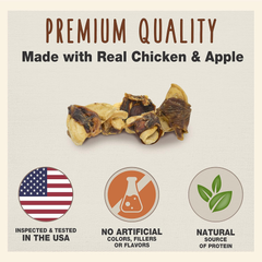 Cadet Gourmet Chicken & Apple Wrapped Dog Treats Wraps - Healthy & Natural Chicken & Apple Dog Training Treats for Small & Large Dogs - Inspected & Tested in USA
