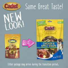 Cadet Gourmet Chicken & Apple Wrapped Dog Treats Wraps - Healthy & Natural Chicken & Apple Dog Training Treats for Small & Large Dogs - Inspected & Tested in USA