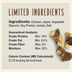 Cadet Gourmet Chicken & Apple Wrapped Dog Treats Wraps - Healthy & Natural Chicken & Apple Dog Training Treats for Small & Large Dogs - Inspected & Tested in USA