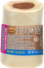 Cadet Double Stuffed Shin Bone - Highly Digestible, High Protein, Long-Lasting Dog Chew Bone for Aggressive Chewers, Supports Dental Health, - Bacon & Cheese Flavor