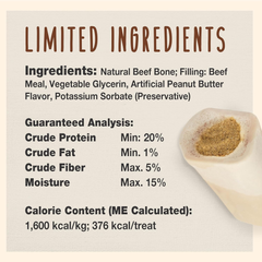 Cadet Stuffed Shin Bone - Highly Digestible, High Protein, Long-Lasting Dog Chew Bone for Aggressive Chewers, Supports Dental Health, - Peanut Butter Flavor