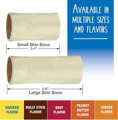 Cadet Stuffed Shin Bone - Highly Digestible, High Protein, Long-Lasting Dog Chew Bone for Aggressive Chewers, Supports Dental Health, - Peanut Butter Flavor
