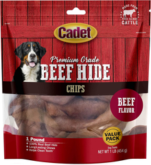 Cadet Premium Grade Beef Hide Chips for Dogs Beef Flavor