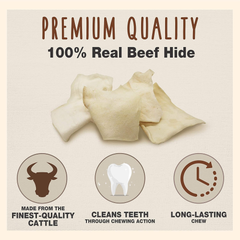 Cadet Premium Grade Beef Hide for Dogs, Rawhide Long Lasting Dog Chews, Chips, Curls & Rolls for Small/Medium/Large Dogs