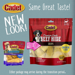 Cadet Premium Grade Beef Hide for Dogs, Rawhide Long Lasting Dog Chews, Chips, Curls & Rolls for Small/Medium/Large Dogs