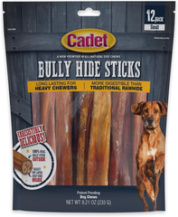 Cadet Bully Hide Sticks for Small Dogs, All-Natural Beef Pizzle, Limited-Ingredient Long-Lasting Dog Chews for Aggressive Chewers