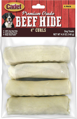 Cadet Premium Grade Beef Hide for Dogs, Rawhide Long Lasting Curls Dog Chews for Small/Medium/Large Dogs