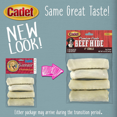 Cadet Premium Grade Beef Hide for Dogs, Rawhide Long Lasting Curls Dog Chews for Small/Medium/Large Dogs