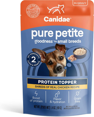 CANIDAE Pure Petite Protein Topper Wet Dog Food for Small Breeds, Shreds of Real Chicken in Gravy Recipe