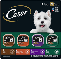CESAR Adult Wet Dog Food Classic Loaf in Sauce Poultry Variety Pack,. Easy Peel Trays with Real Chicken, Turkey or Duck