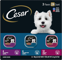 CESAR Adult Soft Wet Dog Food Filets in Gravy Variety Pack, Filet Mignon, New York Strip and Prime Rib Flavors
