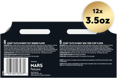 CESAR Filets in Gravy Adult Wet Dog Food, Filet Mignon and New York Strip Flavors Variety Pack