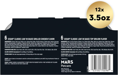 CESAR Wet Dog Food Classic Loaf in Sauce Top Sirloin & Grilled Chicken Flavors Variety Pack, Easy Peel Trays