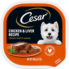CESAR Adult Soft Wet Dog Food Classic Loaf in Sauce, Chicken & Liver Recipe
